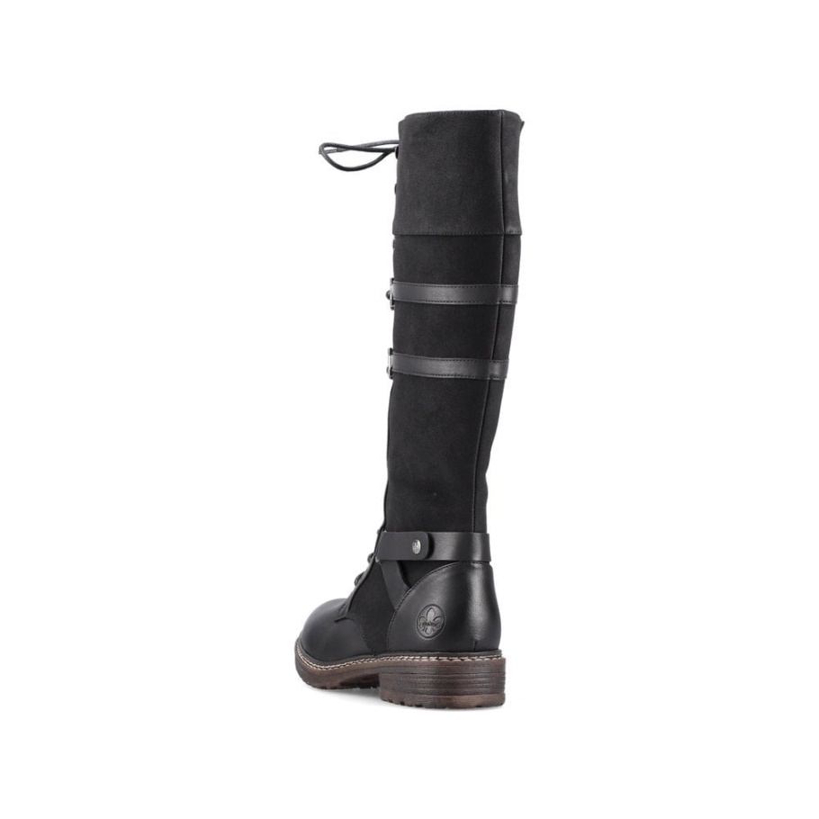 Schwarz Rieker 94732 Damen Kniehohe Stiefel