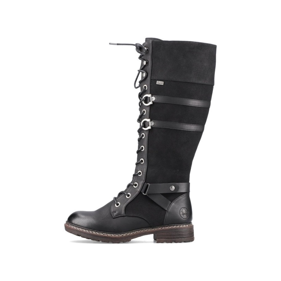 Schwarz Rieker 94732 Damen Kniehohe Stiefel