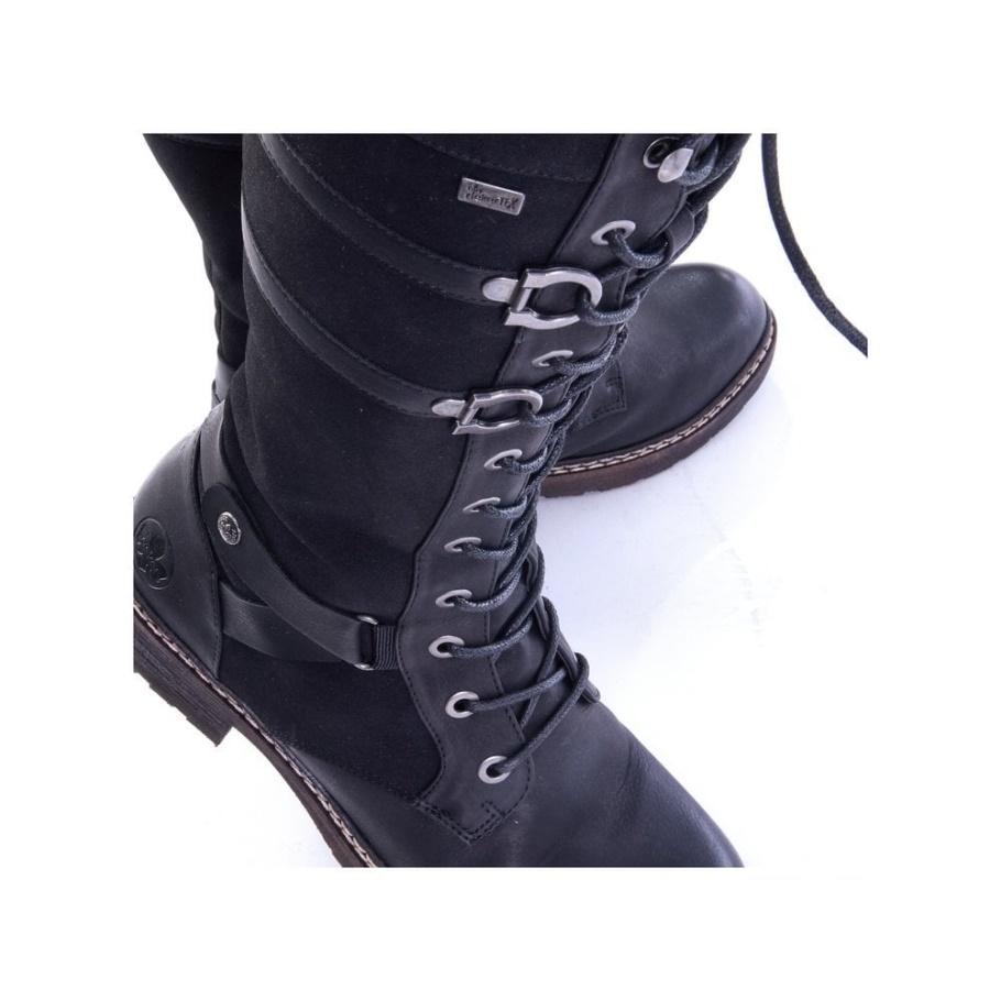 Schwarz Rieker 94732 Damen Kniehohe Stiefel