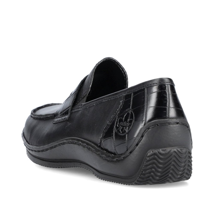 Schwarz Rieker L1752 Damen Schwarze Schuhe