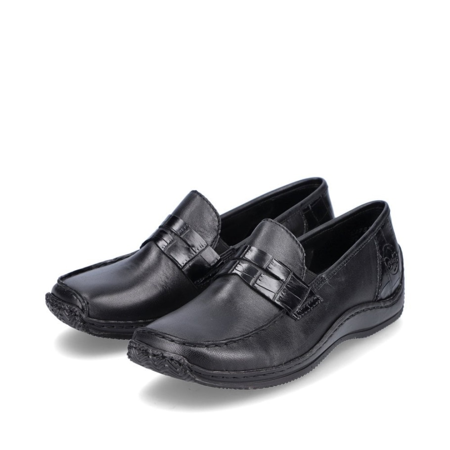 Schwarz Rieker L1752 Damen Schwarze Schuhe