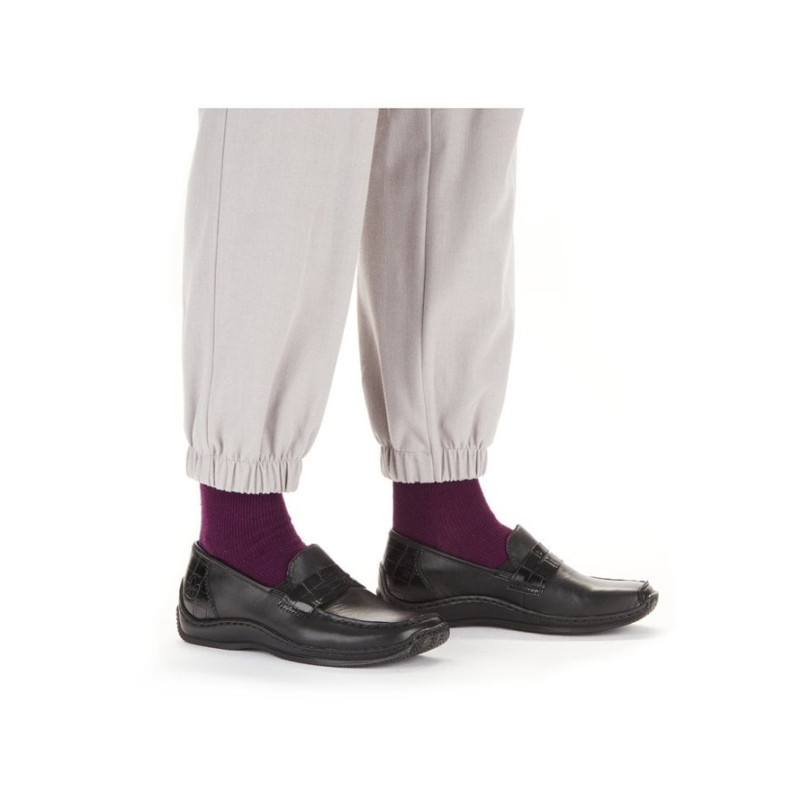 Schwarz Rieker L1752 Damen Schwarze Schuhe