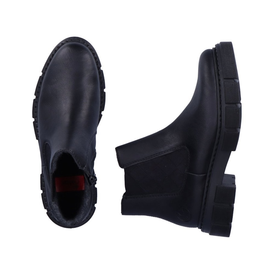Schwarze Rieker M3854 Damen Stiefel