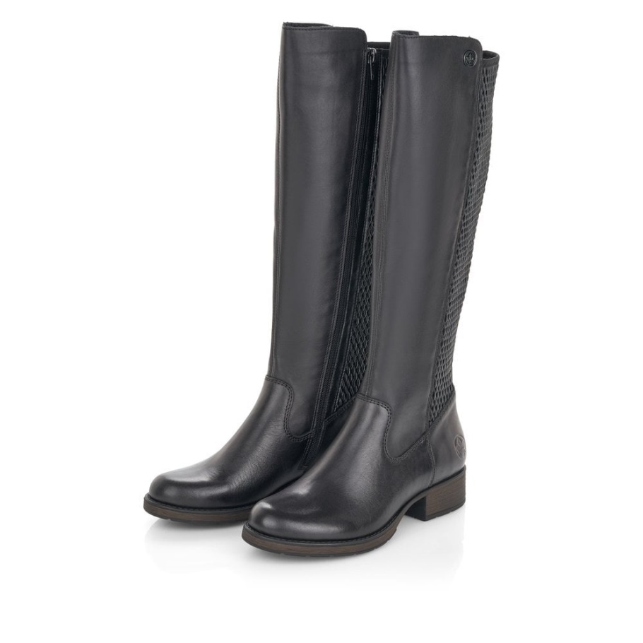 Schwarz Rieker Z9591 Damen Kniehohe Stiefel