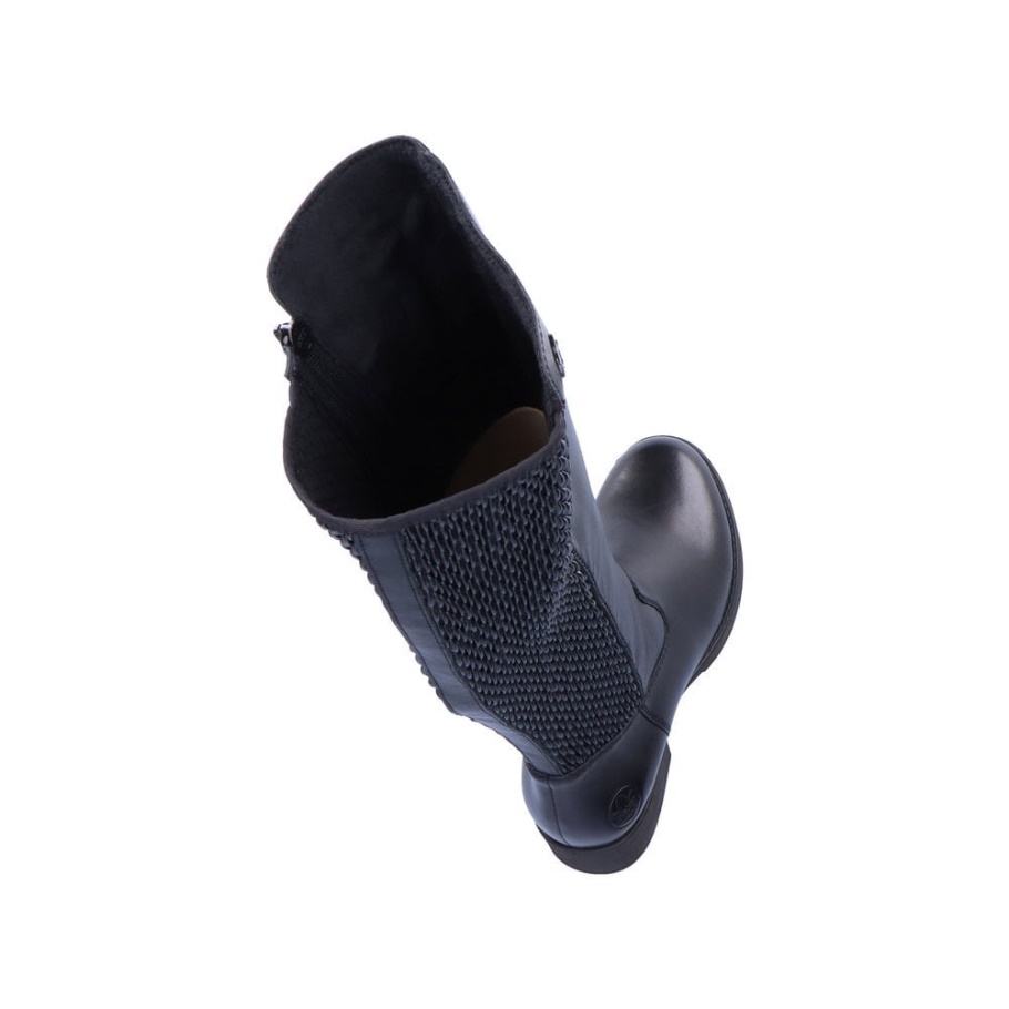 Schwarz Rieker Z9591 Damen Kniehohe Stiefel