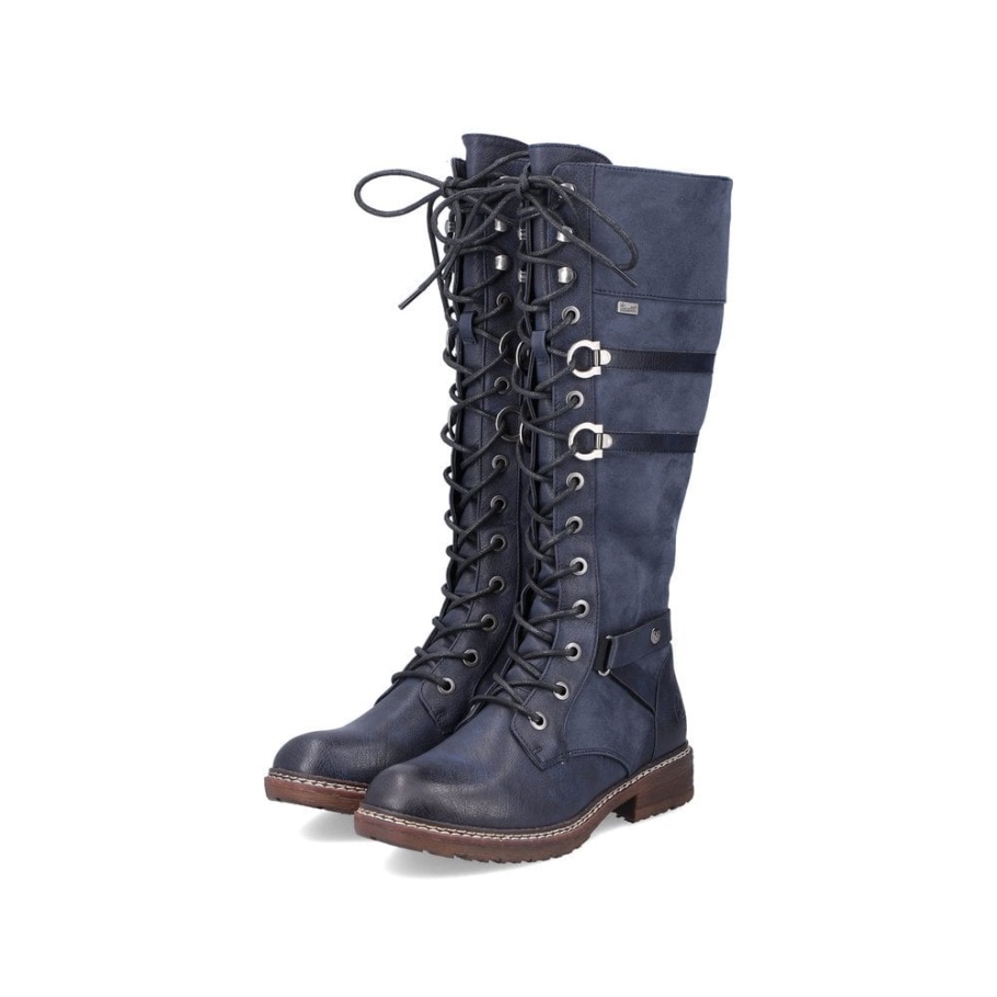 Blau Rieker 94732 Damen Kniehohe Stiefel
