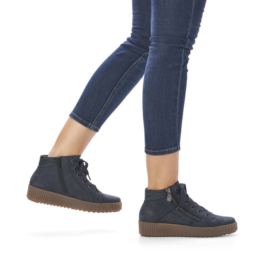 Blaue Rieker M6434 Damen Stiefel