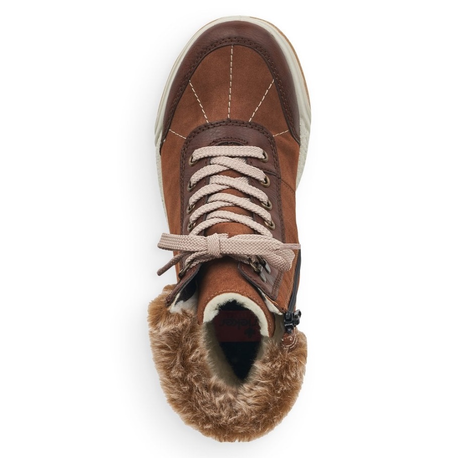 Braun Rieker Y4720 Damen Braune Mittellange Stiefel