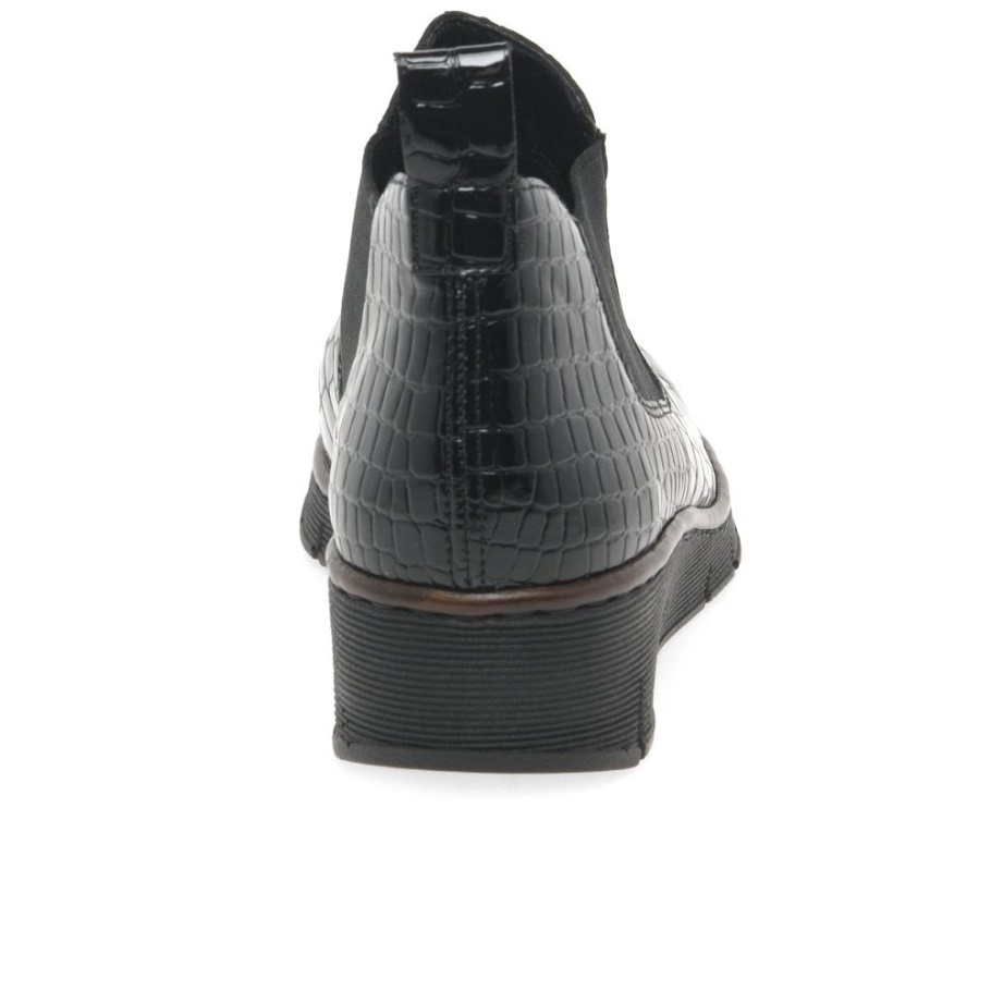 Schwarze Rieker Eria Chelsea Boots Aus Leder Mit Keilabsatz Für Damen