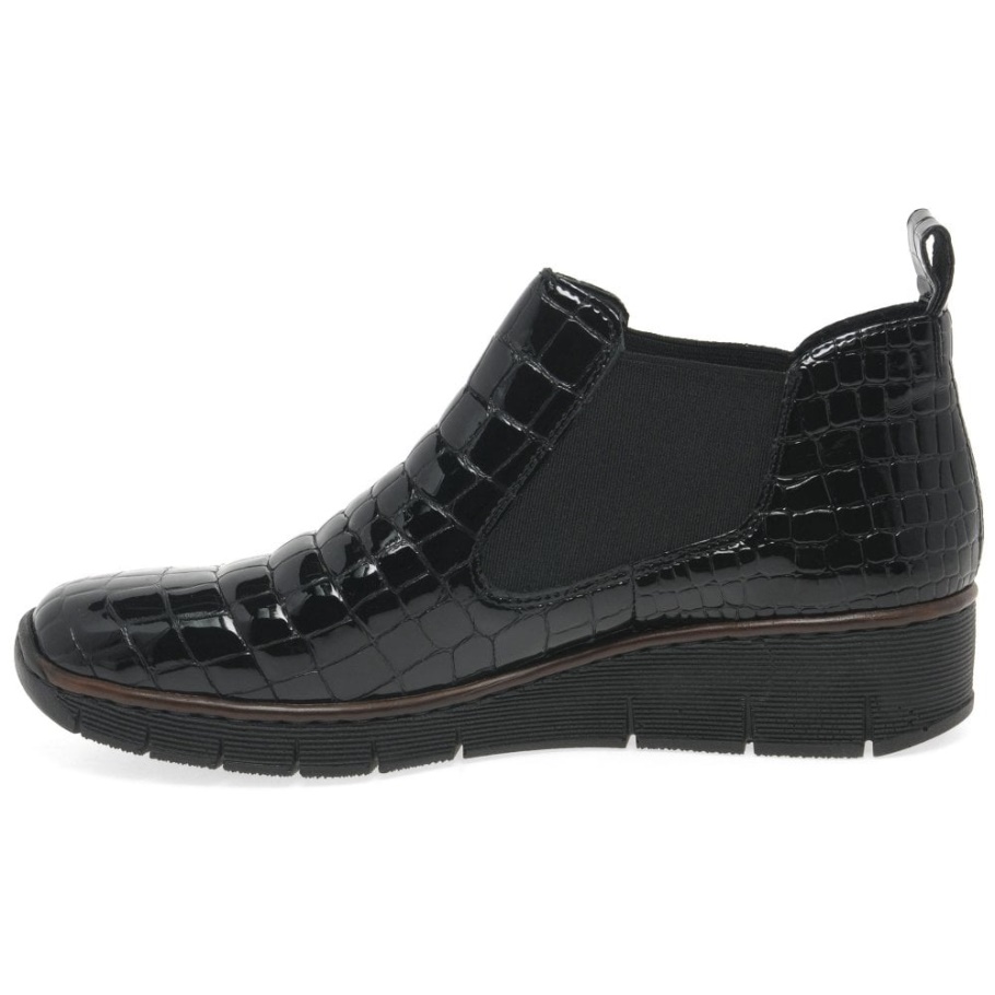 Schwarze Rieker Eria Chelsea Boots Aus Leder Mit Keilabsatz Für Damen