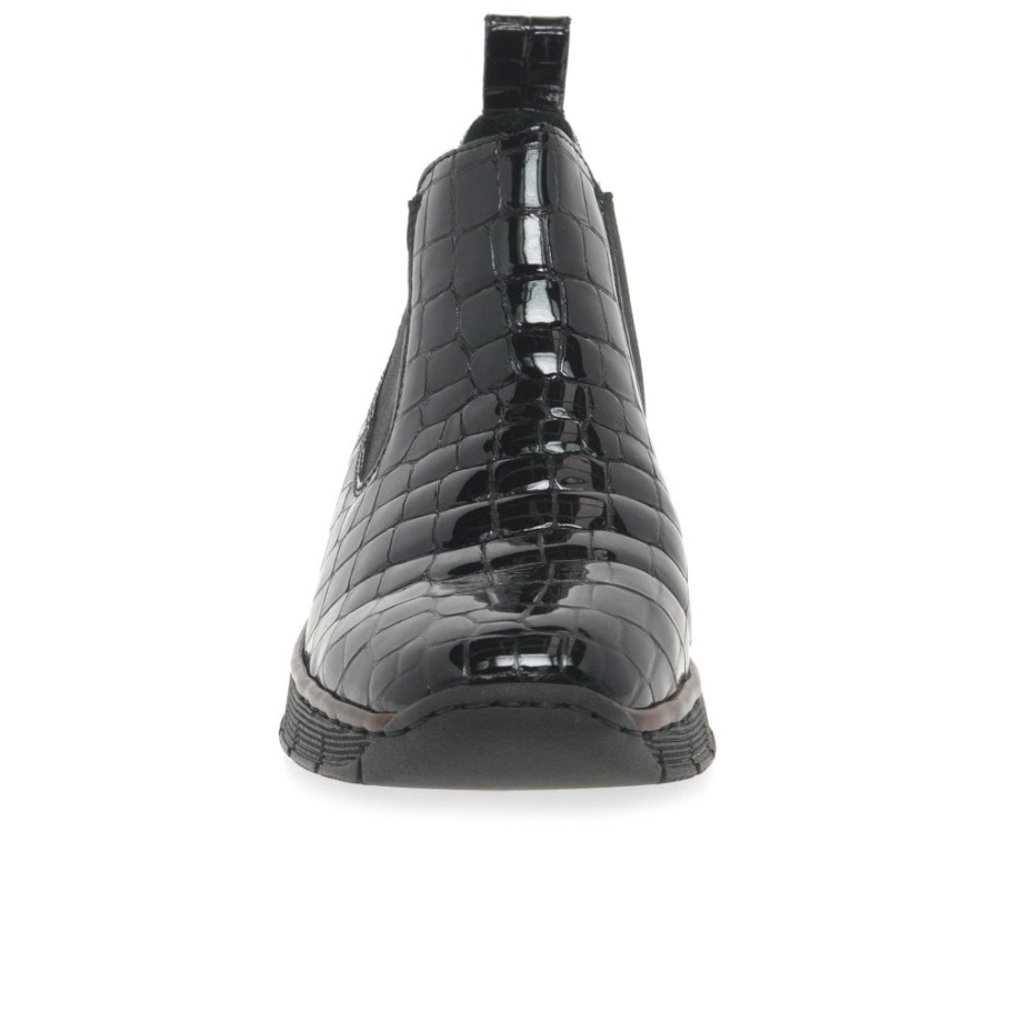 Schwarze Rieker Eria Chelsea Boots Aus Leder Mit Keilabsatz Für Damen