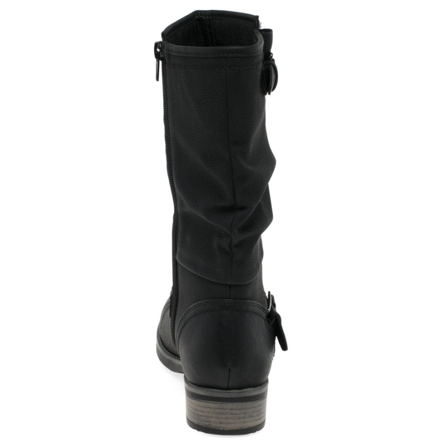 Schwarz Rieker Estella Wadenlange Slouch Boots Für Damen