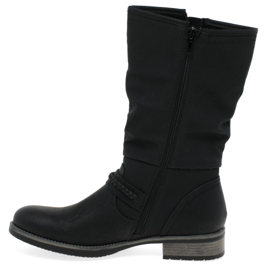 Schwarz Rieker Estella Wadenlange Slouch Boots Für Damen