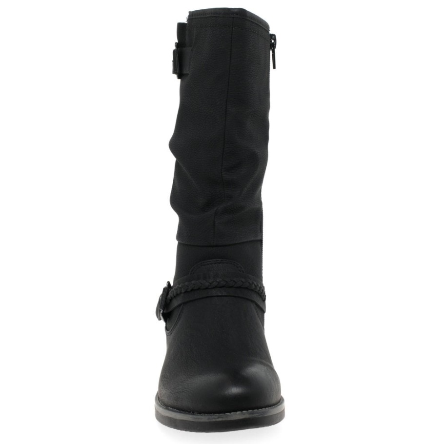 Schwarz Rieker Estella Wadenlange Slouch Boots Für Damen