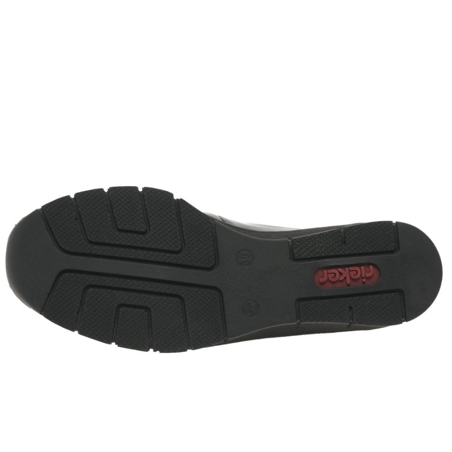 Schwarz Rieker Glanz Damen Loafer Mit Tassel