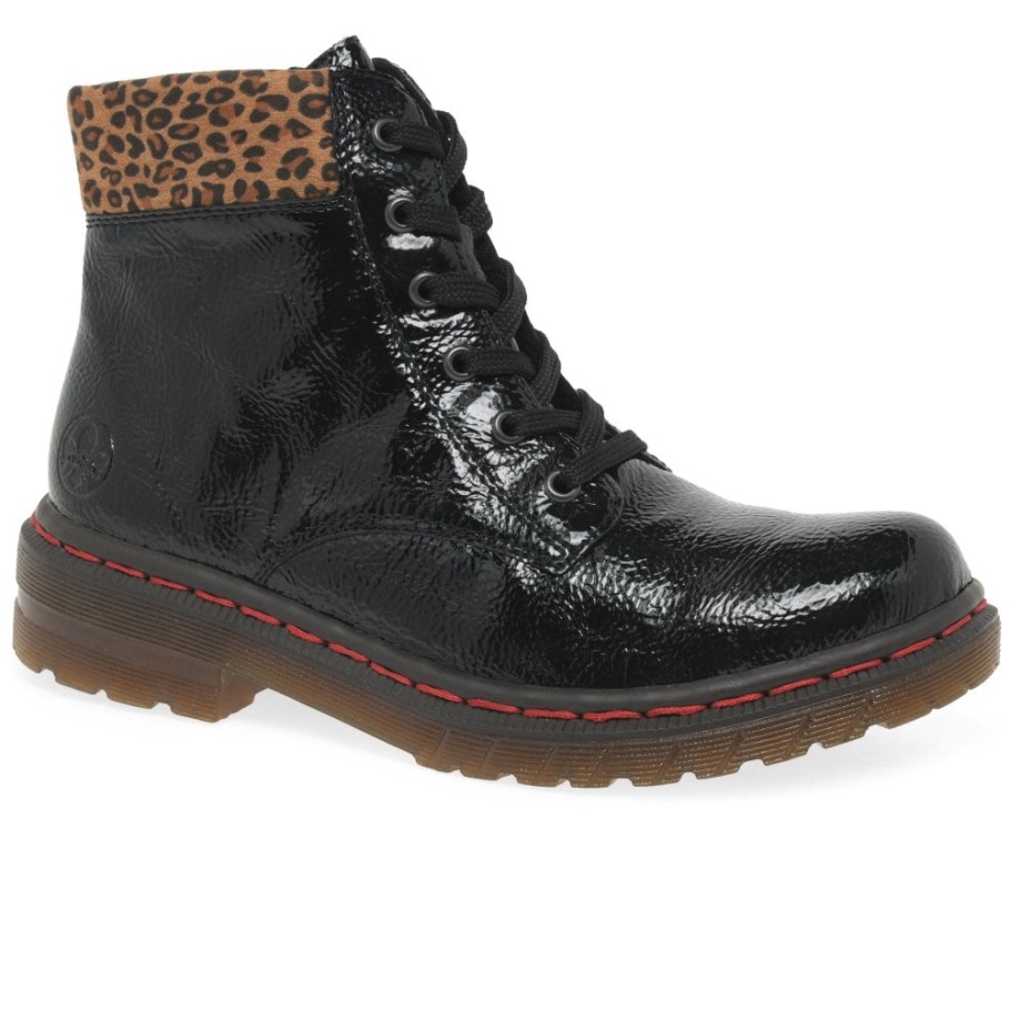 Schwarze Rieker Leopard Ii Damenstiefeletten