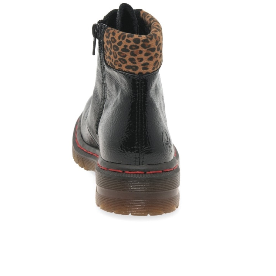 Schwarze Rieker Leopard Ii Damenstiefeletten