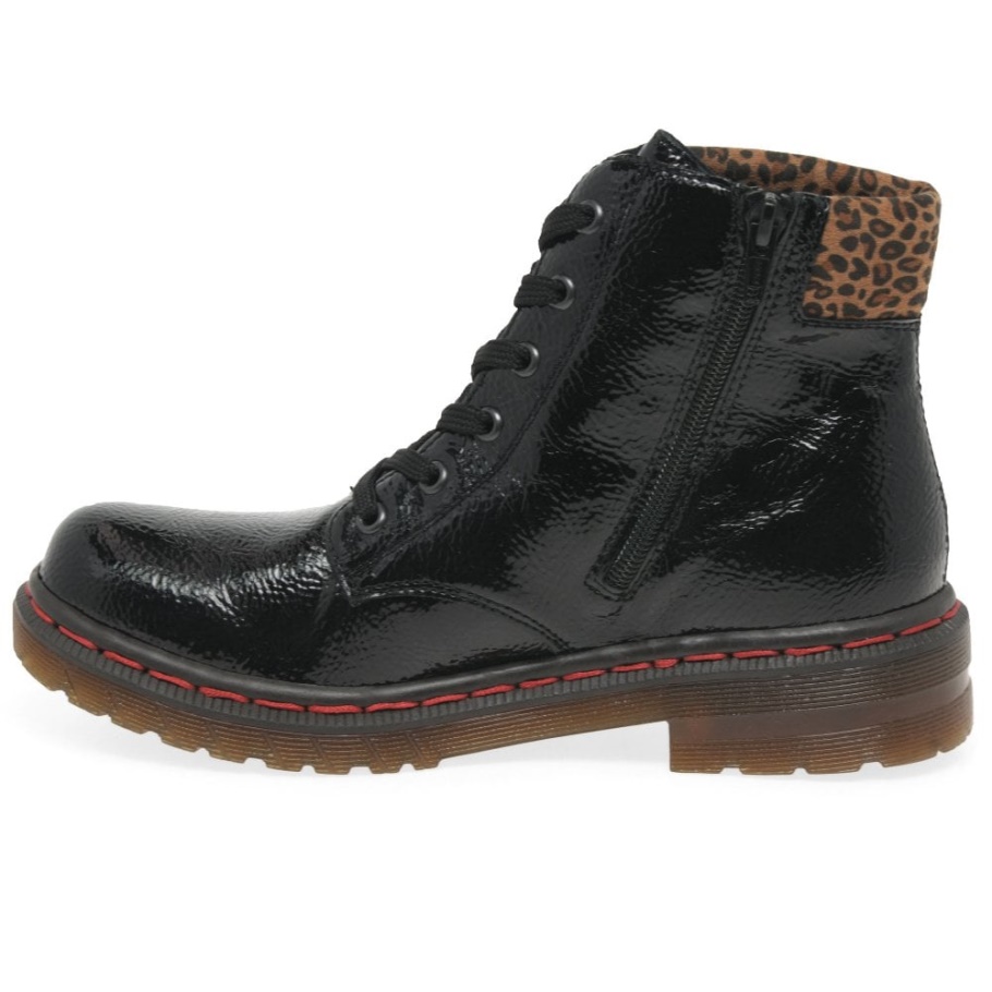 Schwarze Rieker Leopard Ii Damenstiefeletten