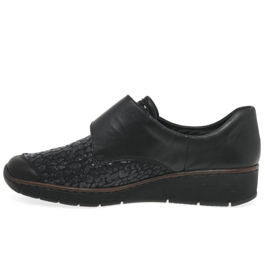 Schwarz Rieker Merry Damenschuhe Mit Reißverschluss