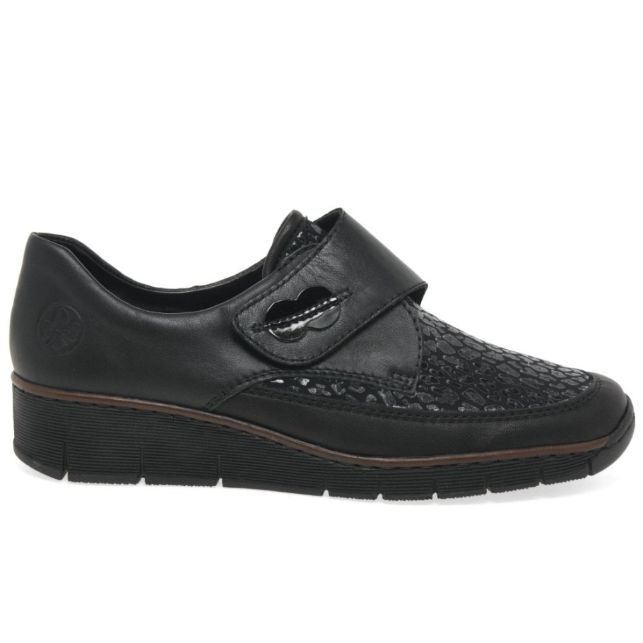 Schwarz Rieker Merry Damenschuhe Mit Reißverschluss