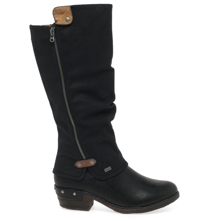 Schwarze Rieker Sierra Damen Lange Stiefel