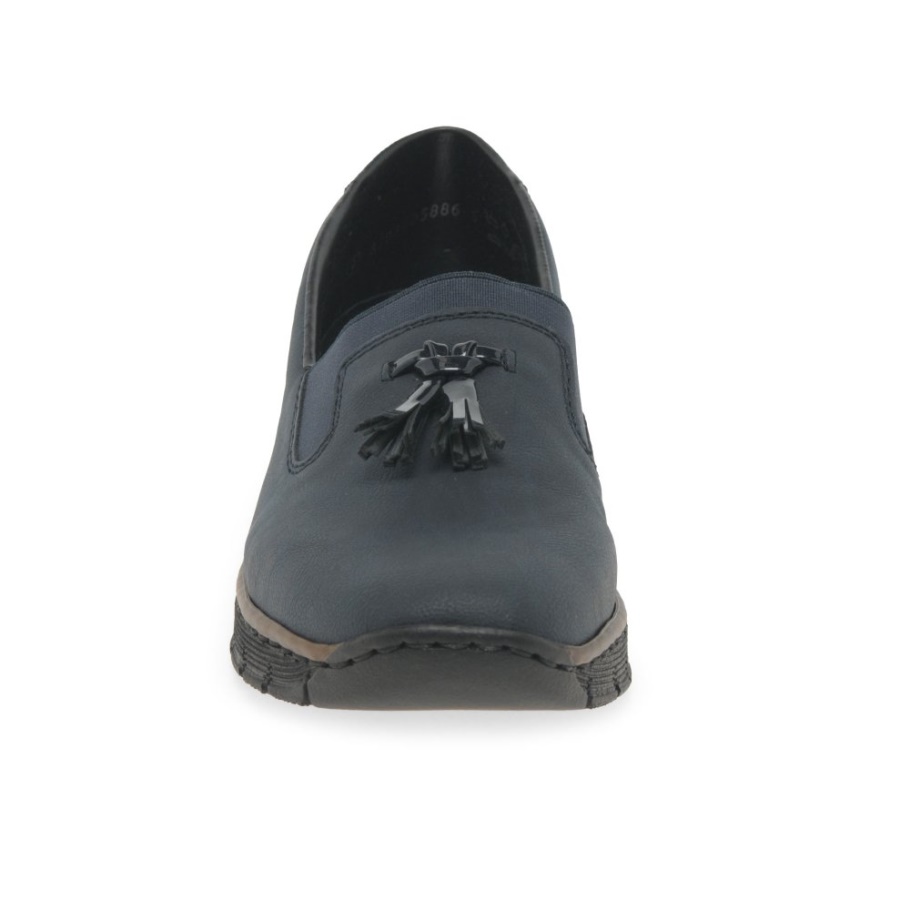 Marine Rieker Glanz Damen Loafer Mit Quaste