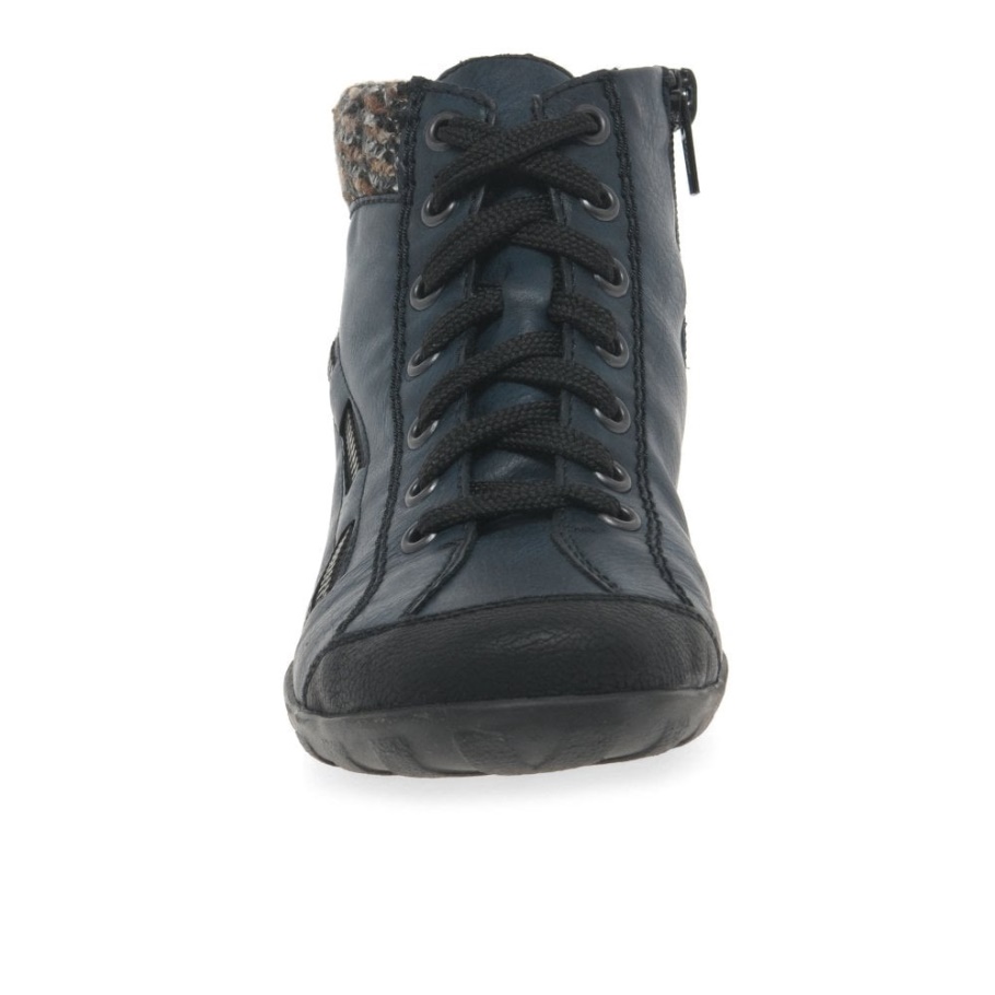 Navy Rieker Jinnie Damen Lässige Schnürstiefeletten Mit Reißverschluss