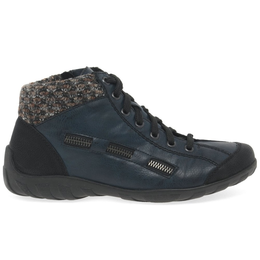 Navy Rieker Jinnie Damen Lässige Schnürstiefeletten Mit Reißverschluss