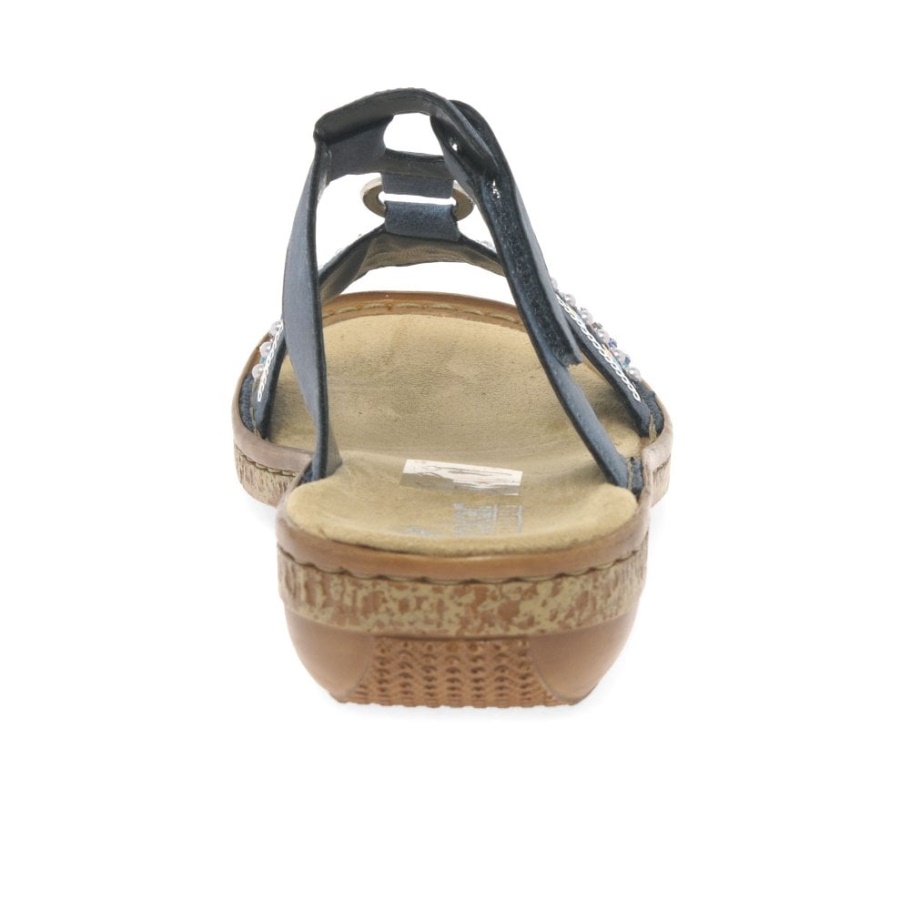 Navy Rieker Morelia Pailletten-Sandalen Für Damen