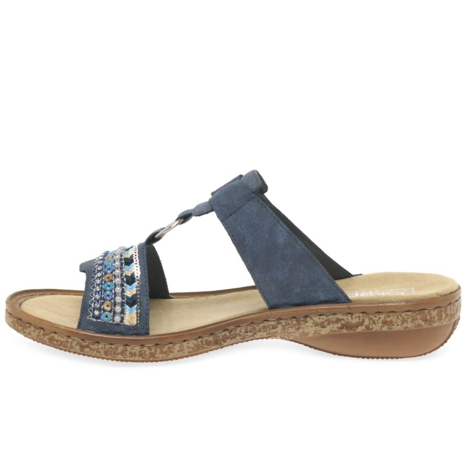 Navy Rieker Morelia Pailletten-Sandalen Für Damen