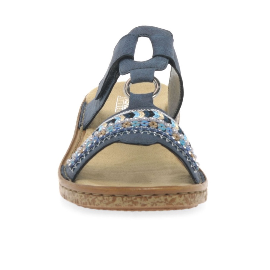 Navy Rieker Morelia Pailletten-Sandalen Für Damen