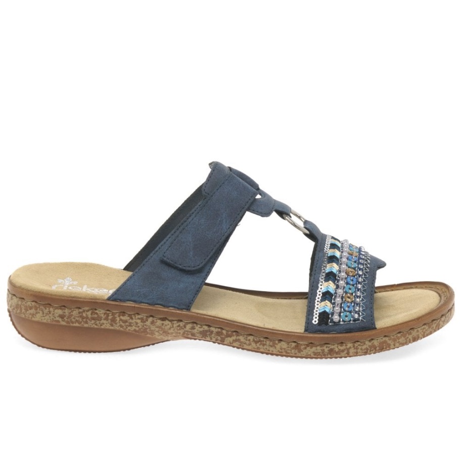 Navy Rieker Morelia Pailletten-Sandalen Für Damen