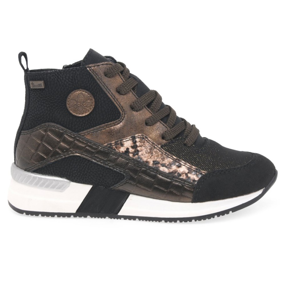 Rieker Elena Damen Hi Top Sneaker Schwarz