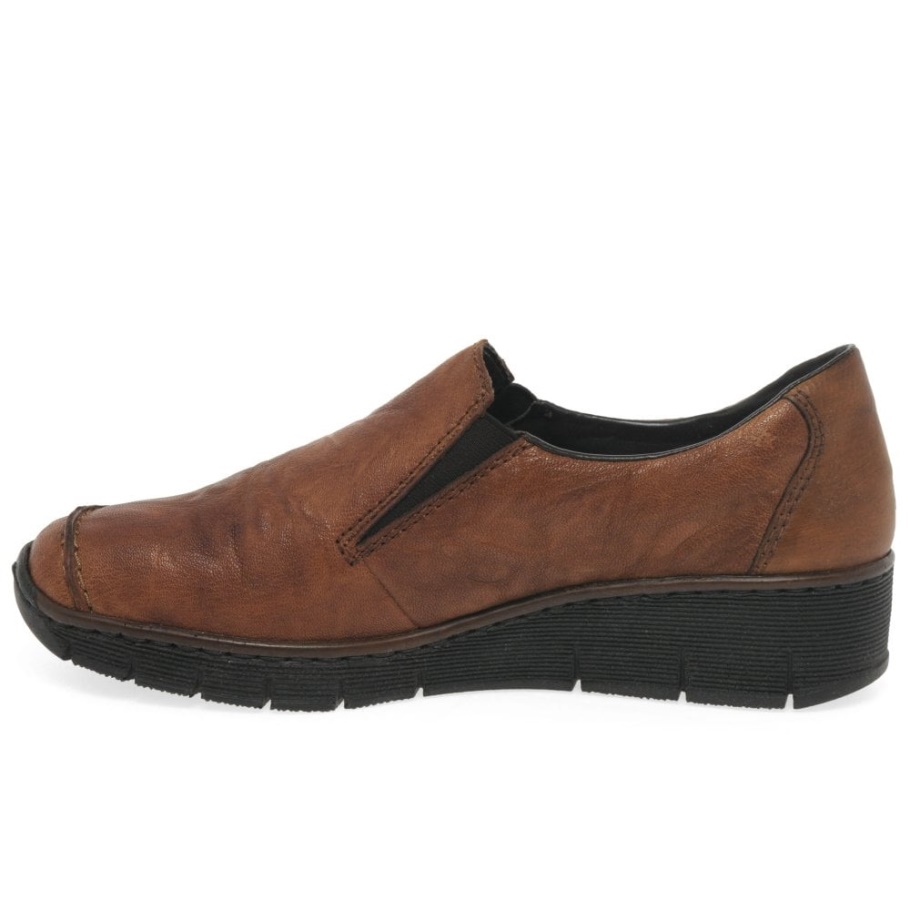 Rieker Gala Damen Casual Keilabsatz Schuhe Kastanie