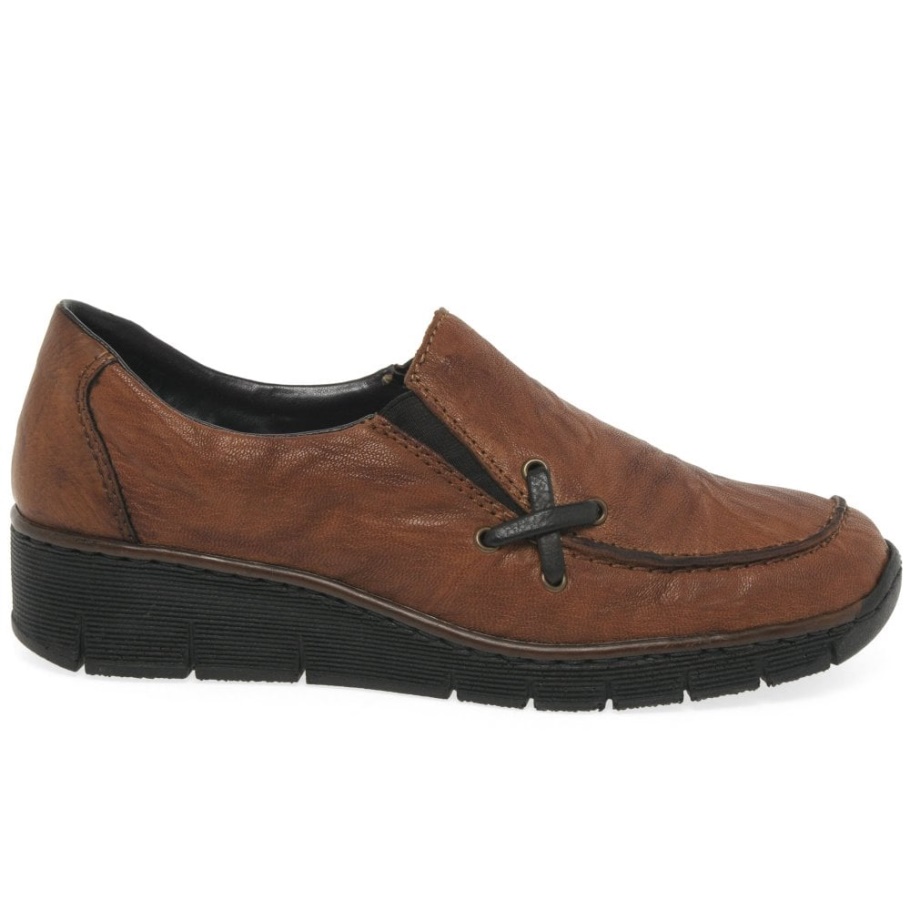 Rieker Gala Damen Casual Keilabsatz Schuhe Kastanie