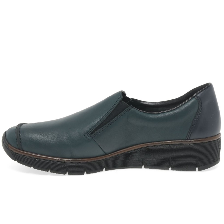 Rieker Gala Damen Lässig Keilabsatz Schuhe Pazifik