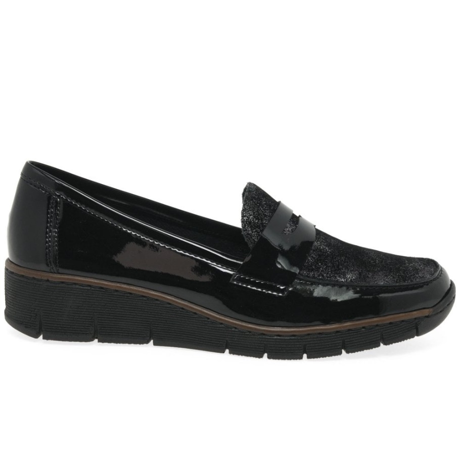 Rieker Glisten Damen Freizeitschuhe Schwarz