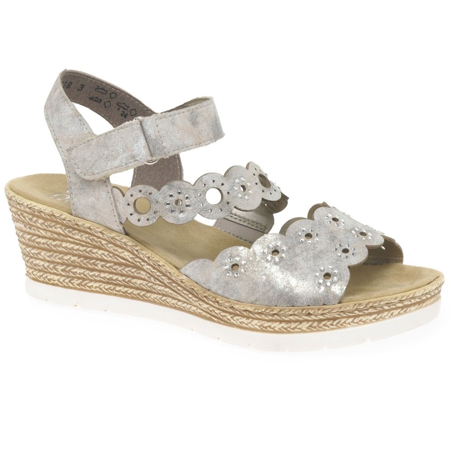Rieker Niro Damen Sandalen Mit Keilabsatz Moon