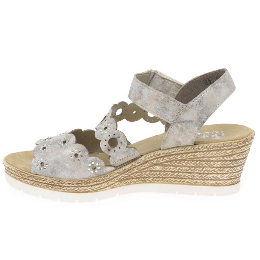 Rieker Niro Damen Sandalen Mit Keilabsatz Moon