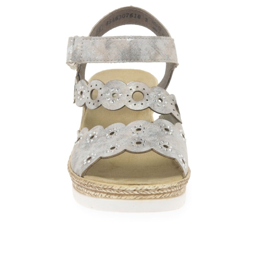 Rieker Niro Damen Sandalen Mit Keilabsatz Moon