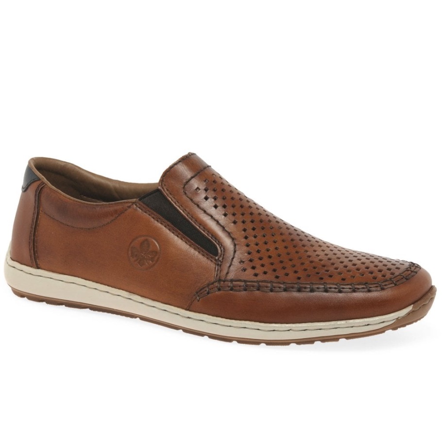Rieker Pronto Herren Slip On Schuhe Erdnuss