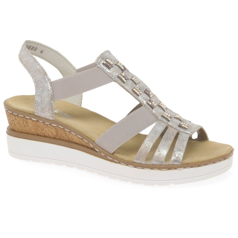 Rieker Sorella Damen Sandalen Mit Keilabsatz Rose