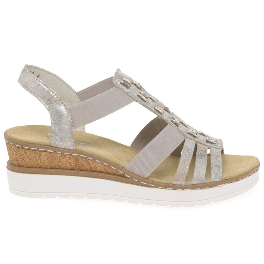 Rieker Sorella Damen Sandalen Mit Keilabsatz Rose