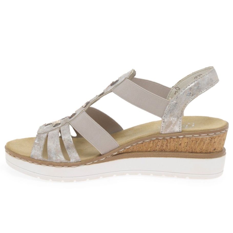 Rieker Sorella Damen Sandalen Mit Keilabsatz Rose