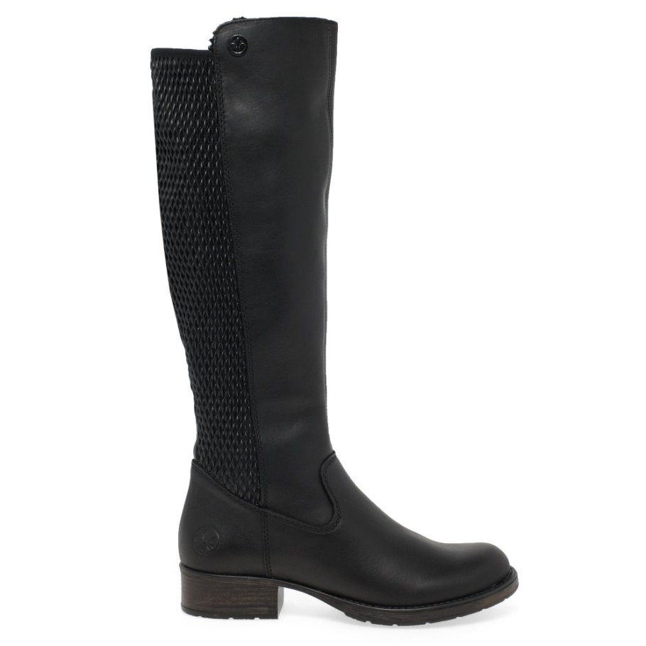 Rieker Utah Damen Kniehohe Stiefel Schwarz