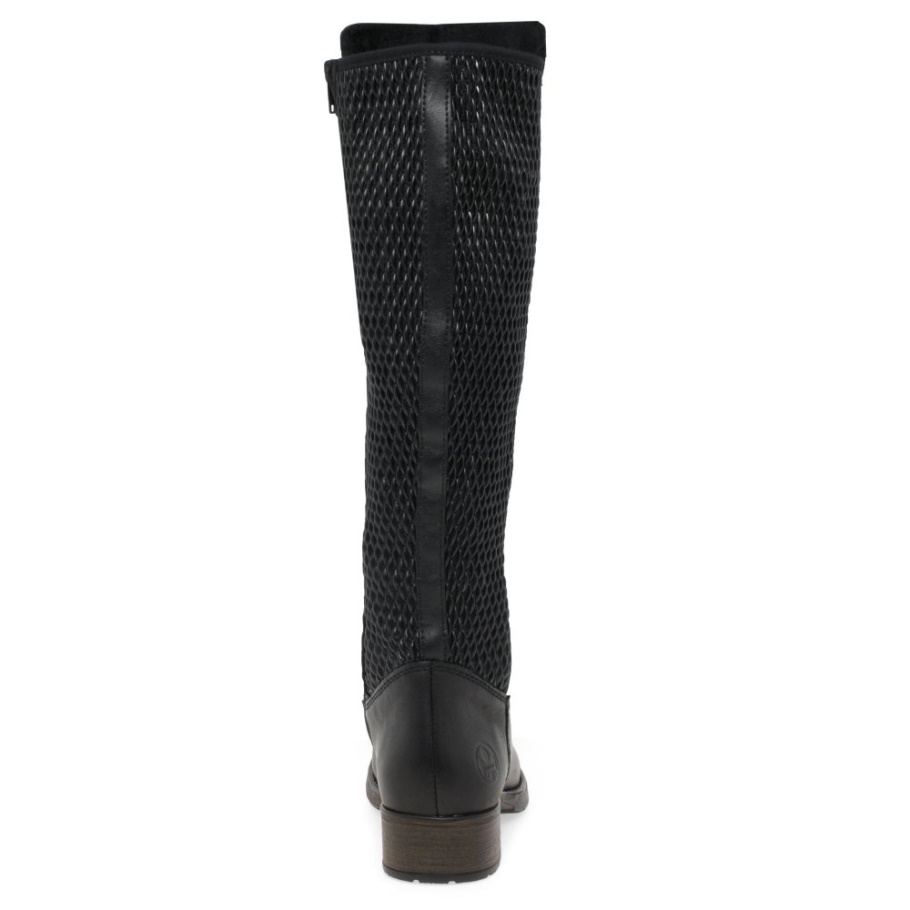 Rieker Utah Damen Kniehohe Stiefel Schwarz