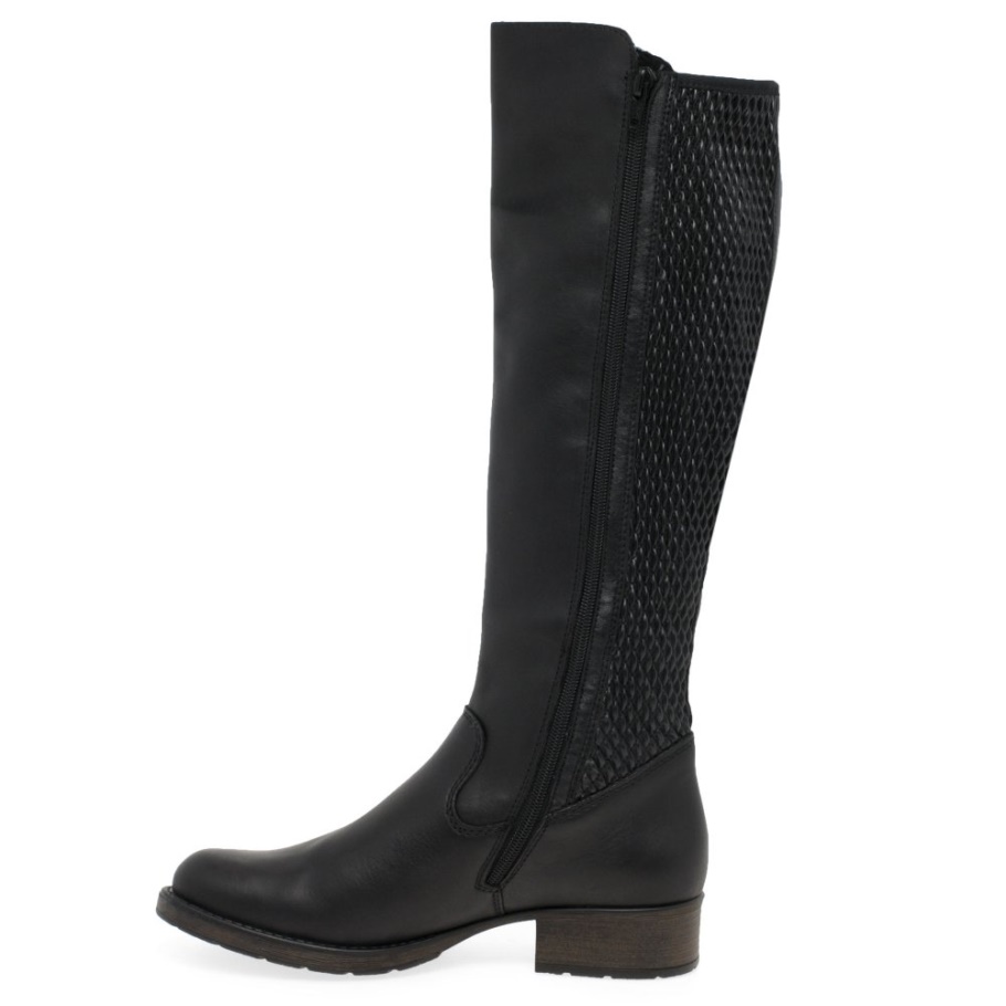 Rieker Utah Damen Kniehohe Stiefel Schwarz