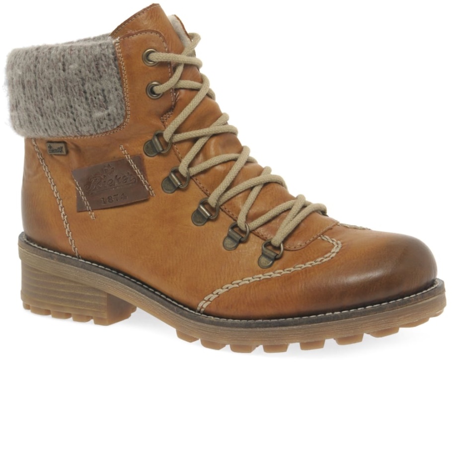 Rieker Wool Damen Wasserabweisende Schnürstiefeletten Tan