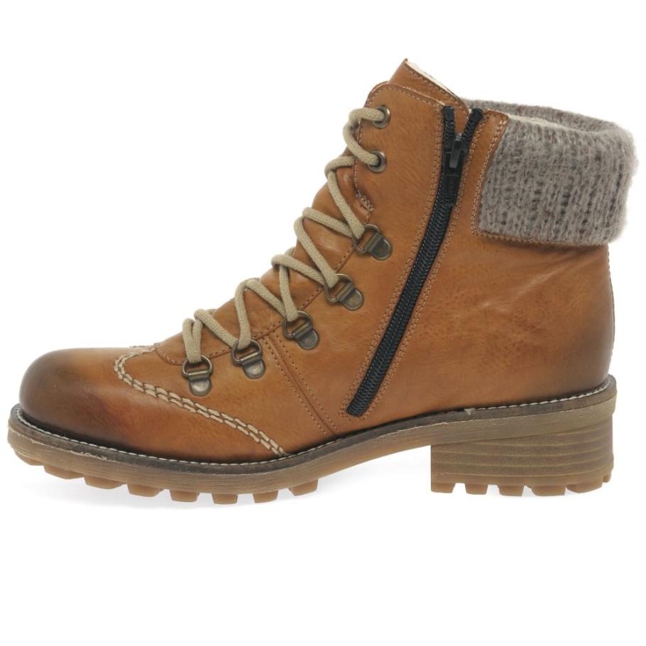 Rieker Wool Damen Wasserabweisende Schnürstiefeletten Tan