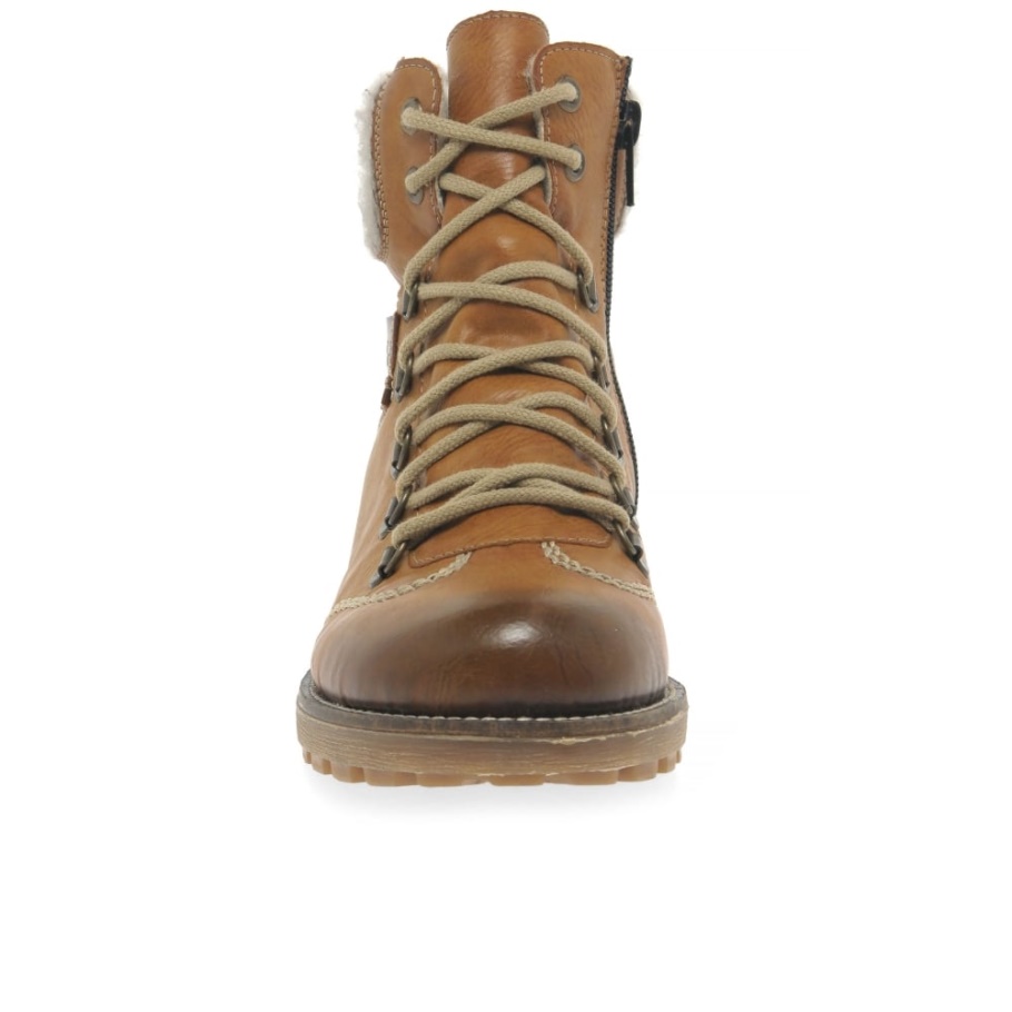 Rieker Wool Damen Wasserabweisende Schnürstiefeletten Tan